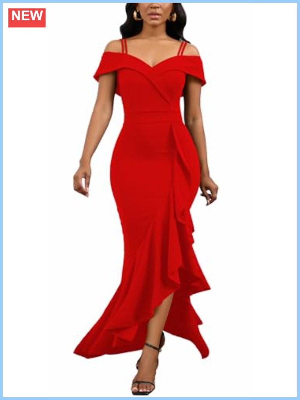 Women's Sleeveless Mermaid Formal Wedding Guest Dress Spaghetti Strap